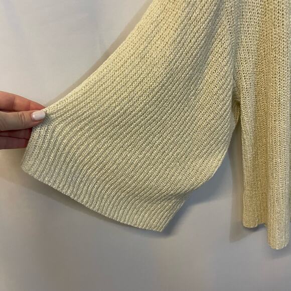 Anthropologie Cream Open Front Wide Sleeve Knit Cardigan Small/Medium - Picture 3 of 5